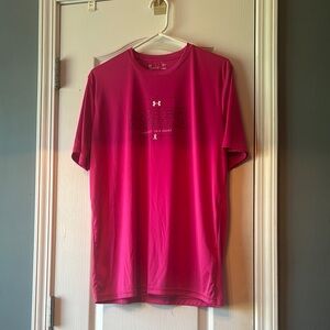 Under Armour Women’s Hot Pink Short Sleeve Shirt Loose Heatgear Used